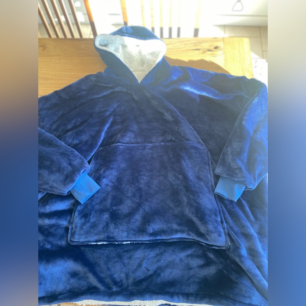 Couch Hoodie Velour Sherpa Blue One Size Unisex NWOT